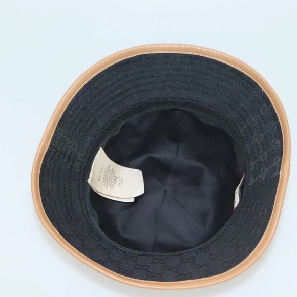 GUCCI GG Canvas Sherry Line Web Bucket Hat Hat Black